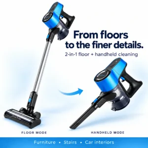 Sirena ProFlex converts from floor vacuum to handheld for furniture, stairs and car interiors