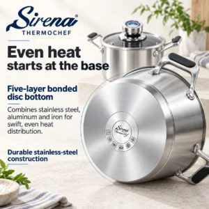 Sirena ThermoChef five-layer bonded disc base for even heat distribution