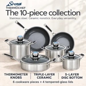 Sirena ThermoChef 10-piece stainless steel ceramic nonstick cookware collection