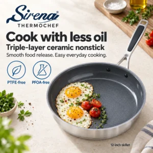 Cooking eggs in a Sirena ThermoChef ceramic nonstick skillet